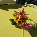 Sunflower arrangement with green ribbon