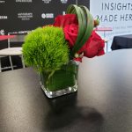 Red flower and plant arrangement