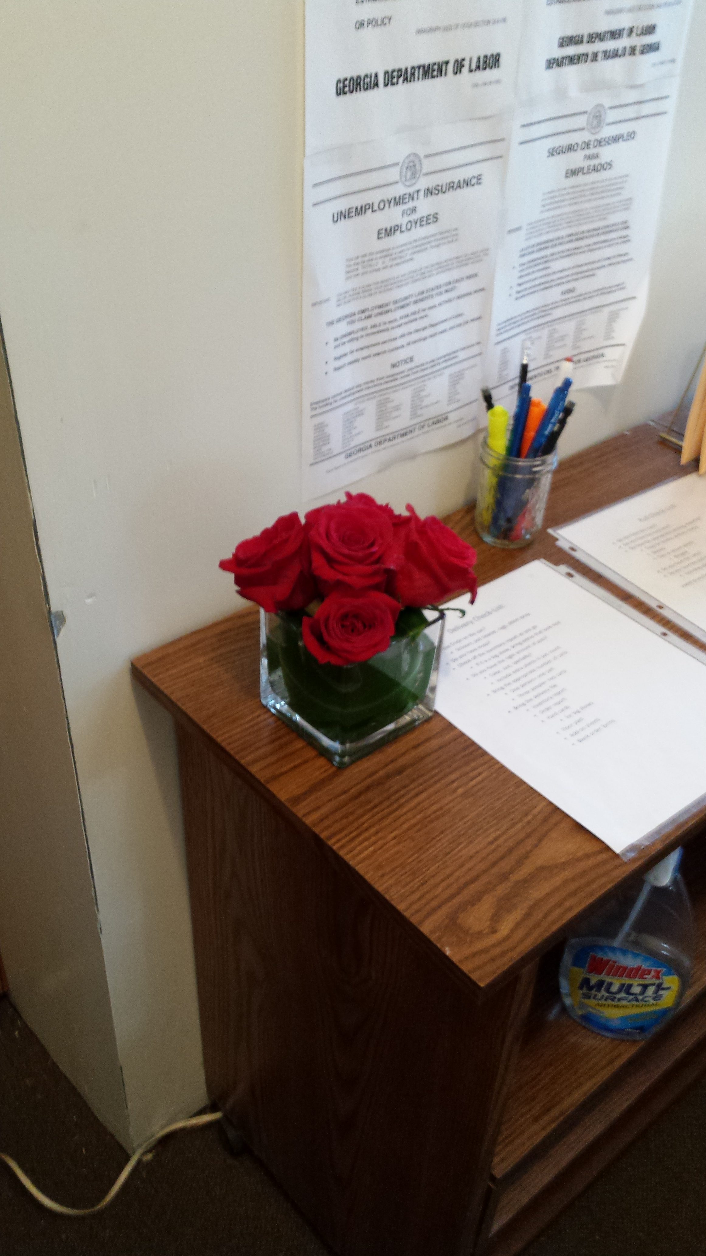 Small red rose arrangement