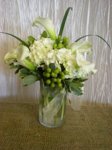 White flowers with greenery
